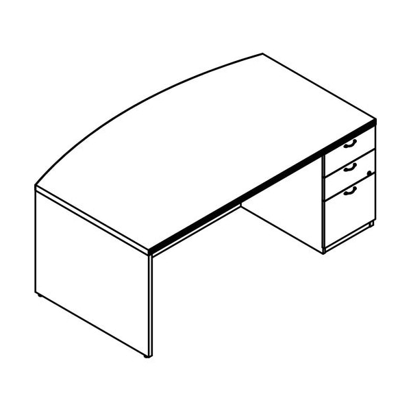 Groupe Lacasse Desk, Bow Front, Right Ped, 72inWx42inDx29-1/2inH, Niagara LAS72DS4272UFAA - main
